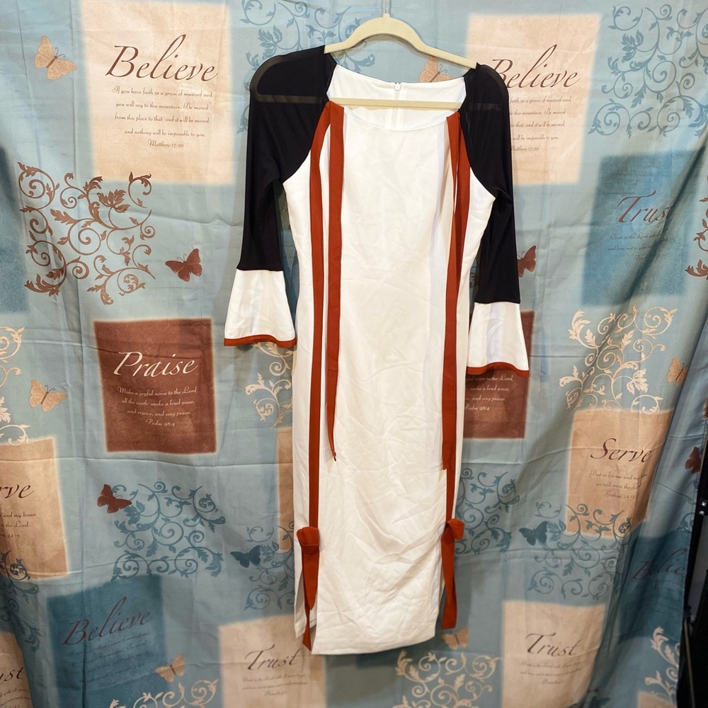 Patchwork Flared Sleeve Dress - image 3